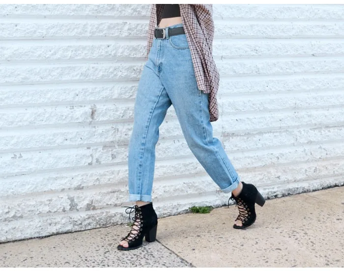 1886 Youaxon 100% Cotton Vintage High Waist Mom Jeans/Boyfriend