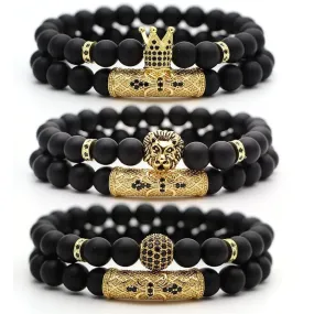 2Pcs/Set Natural Stone 4 Style Bead Man Bracelets