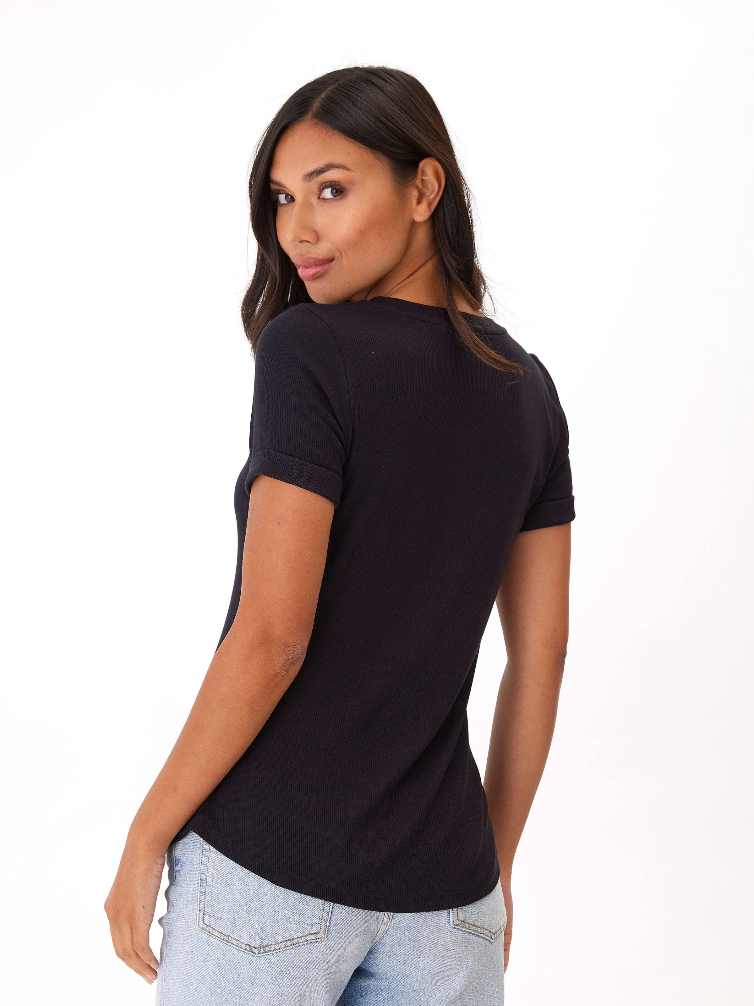Akia Feather Rib Henley Tee