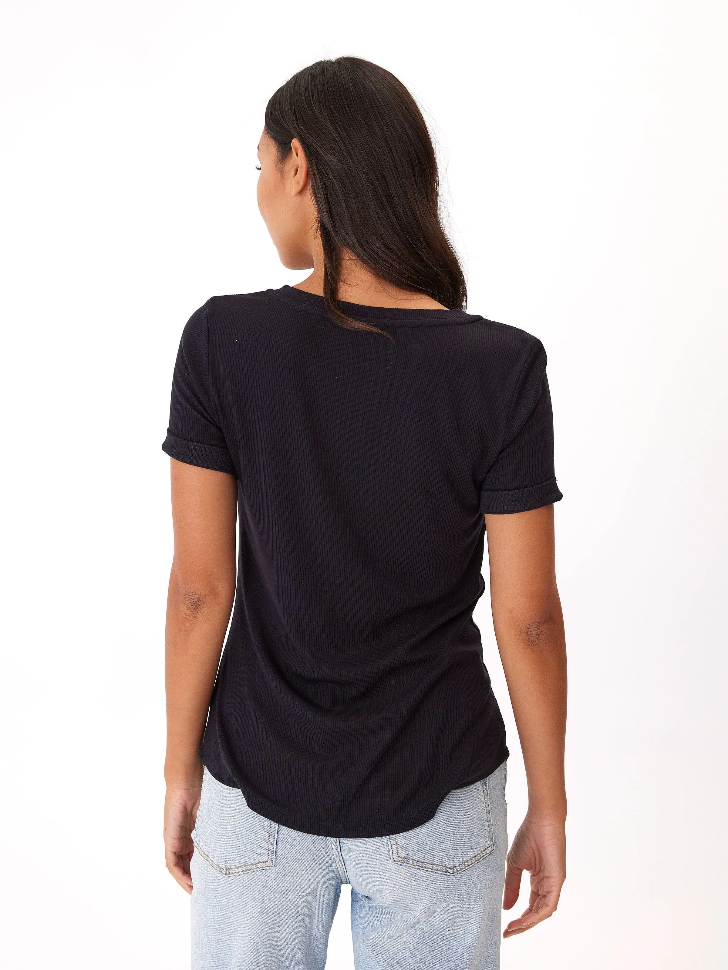 Akia Feather Rib Henley Tee
