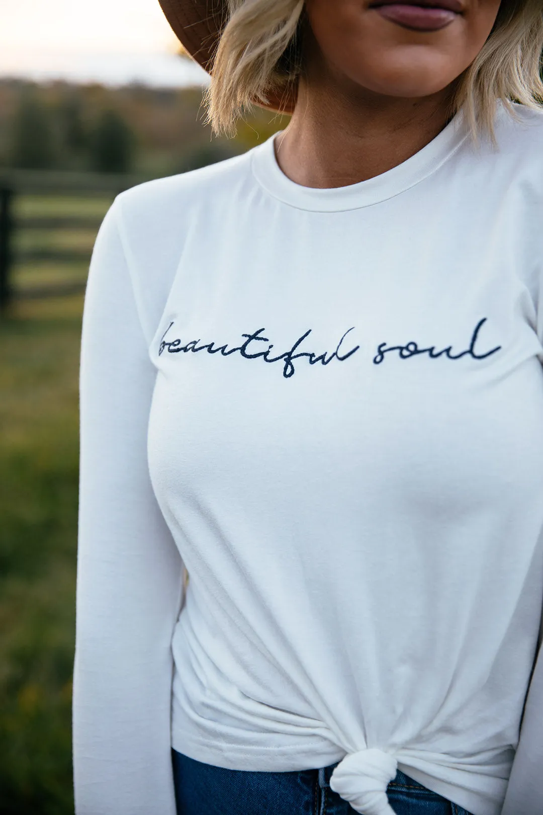 Beautiful Soul Long Sleeved Embroidery Tee