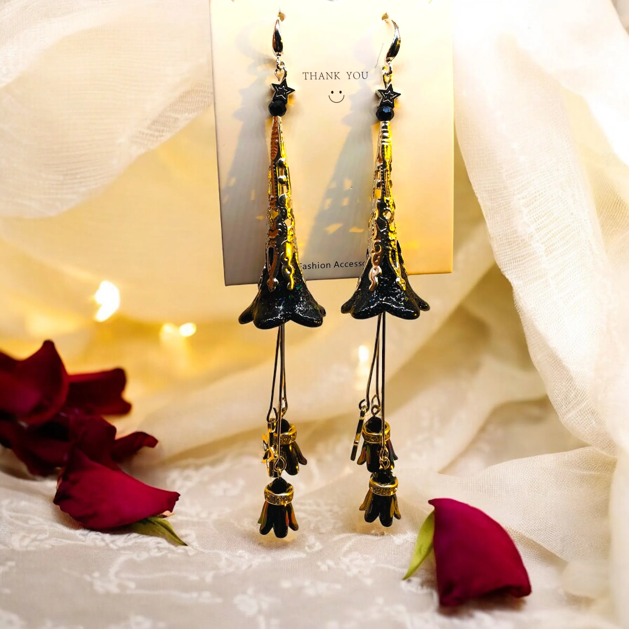 Black Luxx Silver Bohemian Bloom Earrings