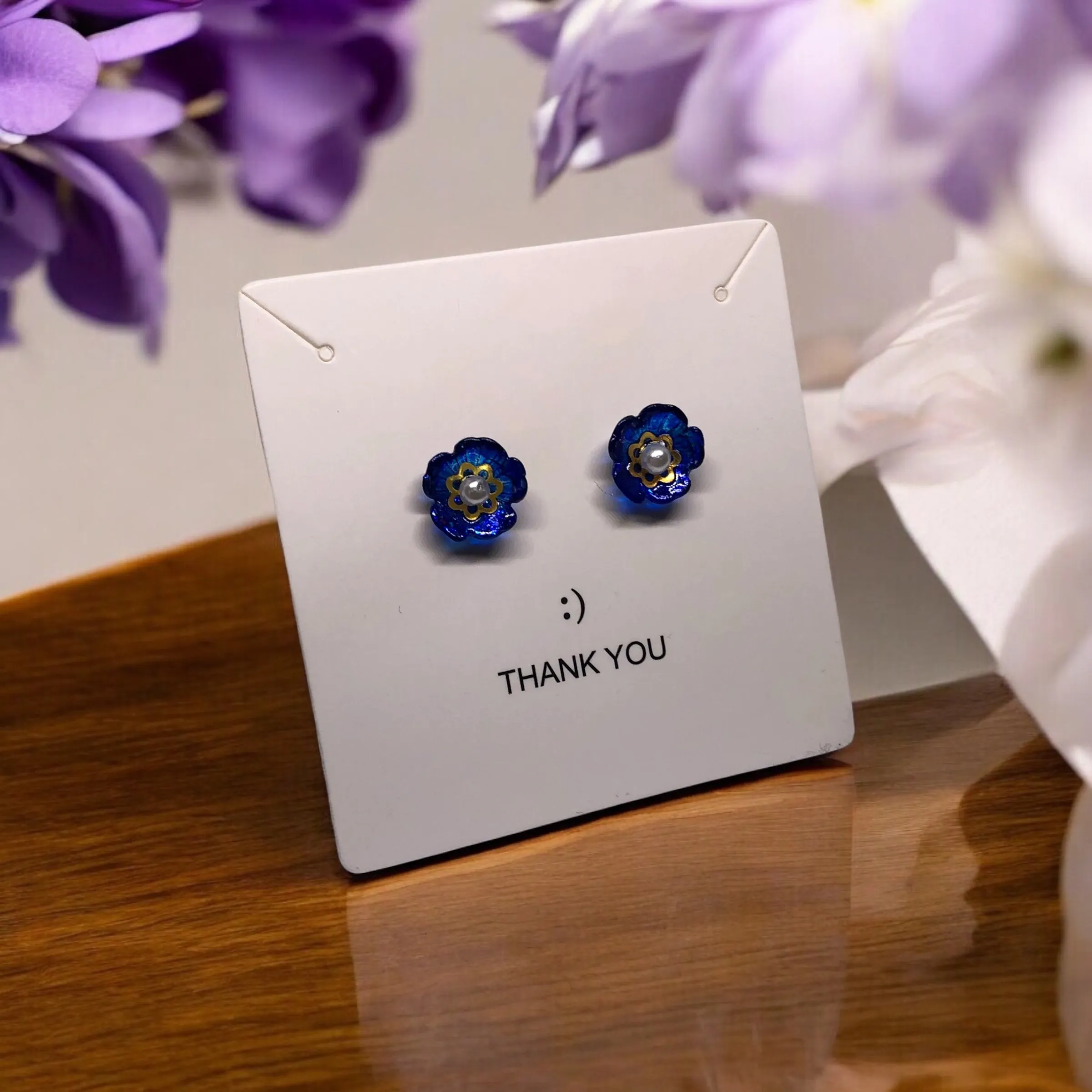 Blue Blossom Pearl Stud Earrings