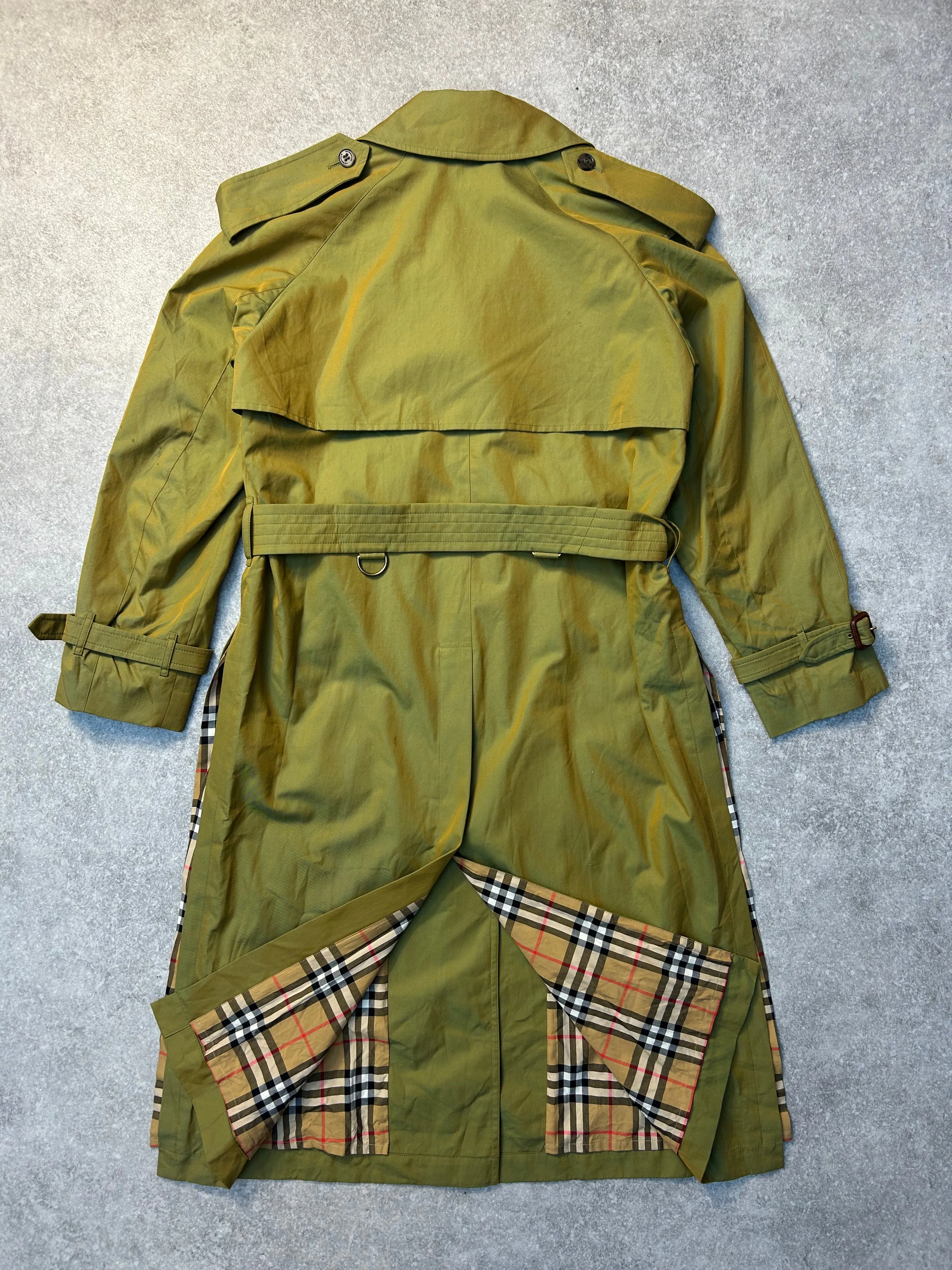 Burberry Classic Green Belted Trench Coat