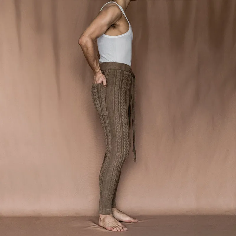 Casual fashion slim knitted cropped trousers