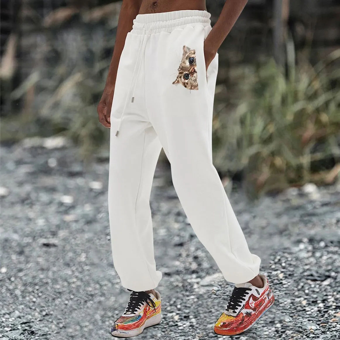 Casual retro street sports sweatpants trousers