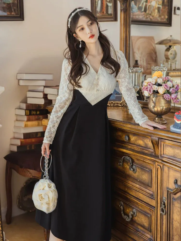 Chic Retro Faux Piece Dress Two Elegant
