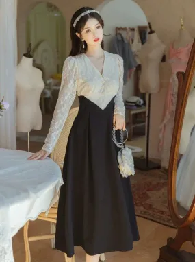 Chic Retro Faux Piece Dress Two Elegant