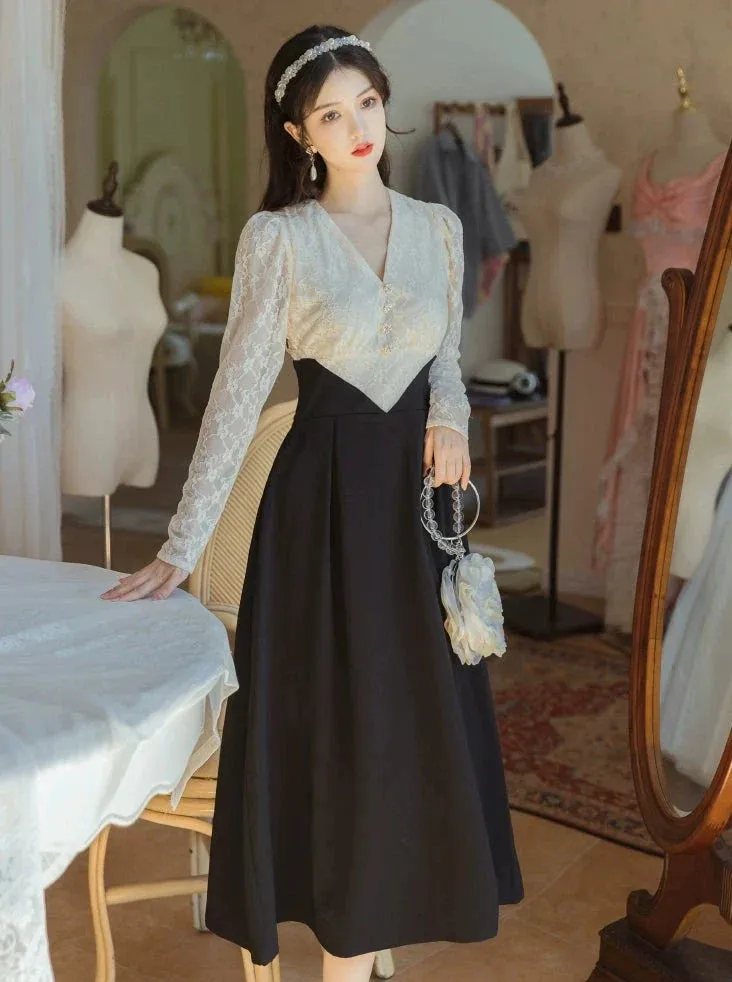 Chic Retro Faux Piece Dress Two Elegant
