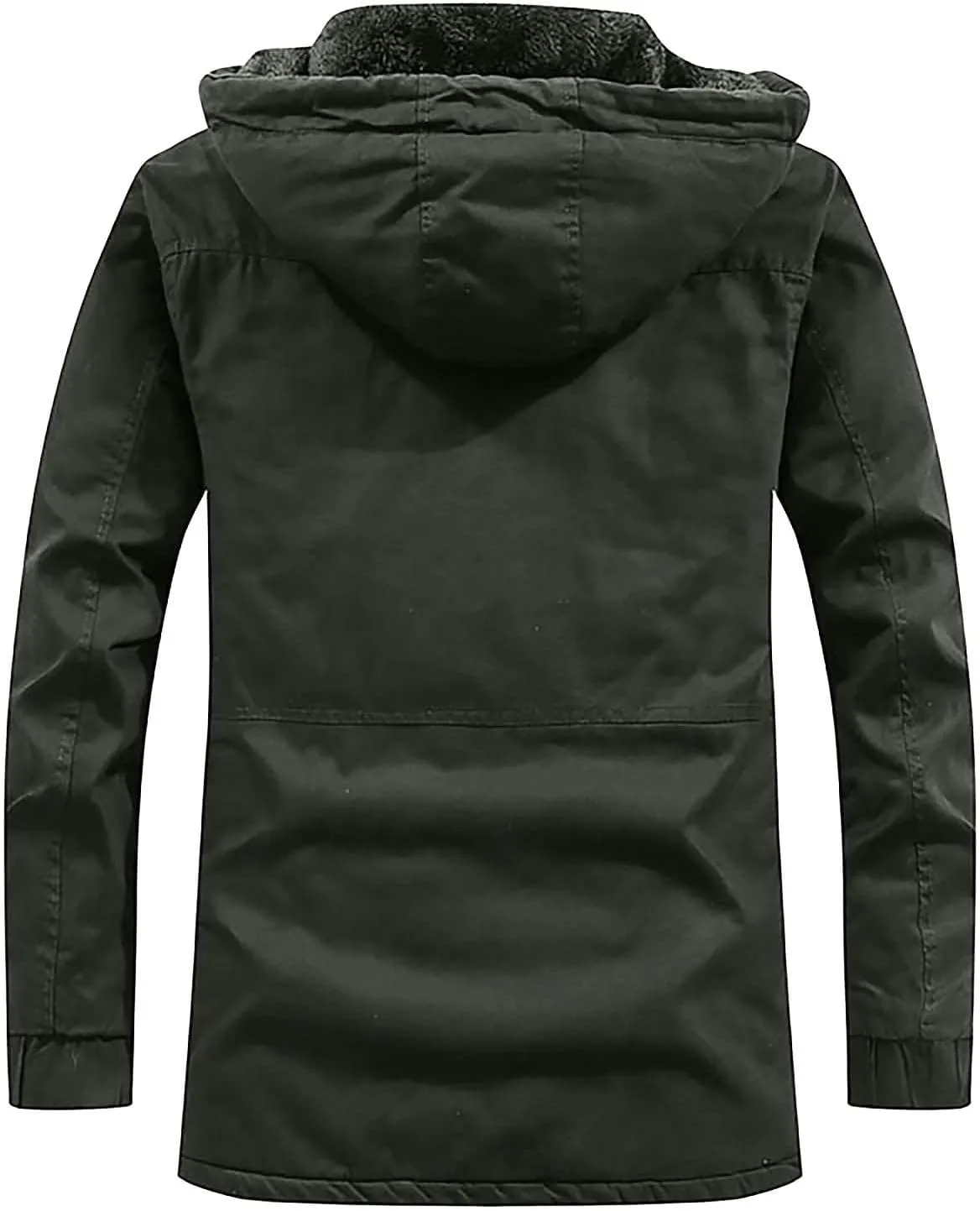 DuDubaby Men's Winter Hooded Windproof Solid Long Sleeve Soft Coat Shell Jacket