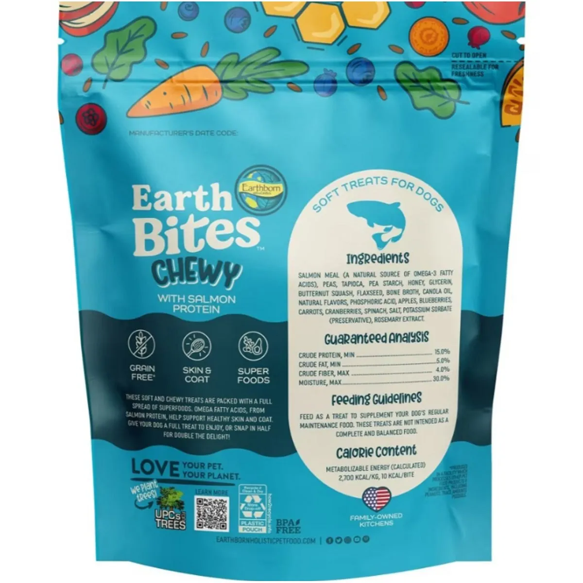Earthborn Holistic EarthBites Chewy Grain-Free Salmon Bites Dog Treats 7oz