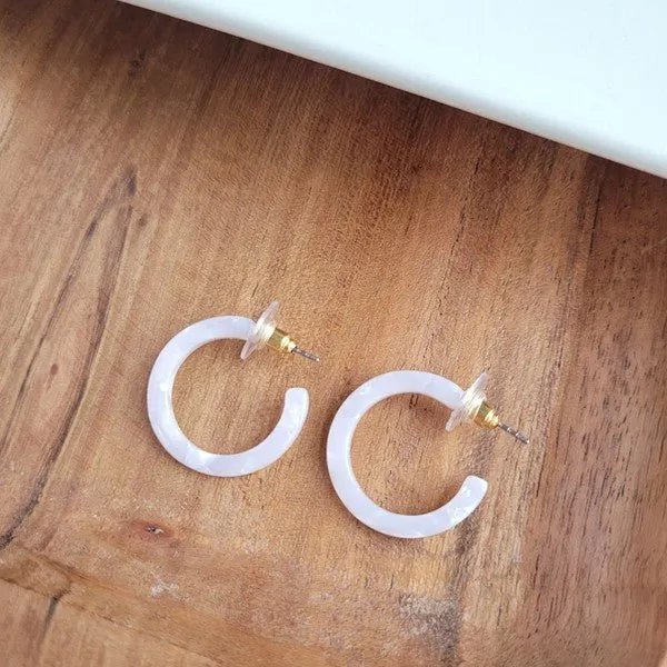 Elegant White Pearl Mini Hoop Earrings
