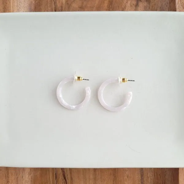 Elegant White Pearl Mini Hoop Earrings