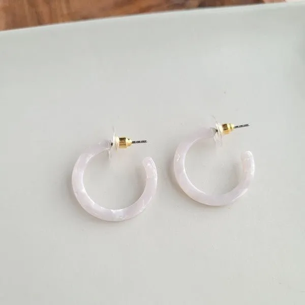 Elegant White Pearl Mini Hoop Earrings