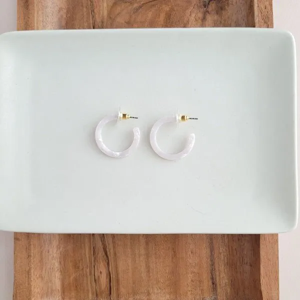 Elegant White Pearl Mini Hoop Earrings