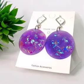 Faceted Purple Bliss Resin Huggie Earrings