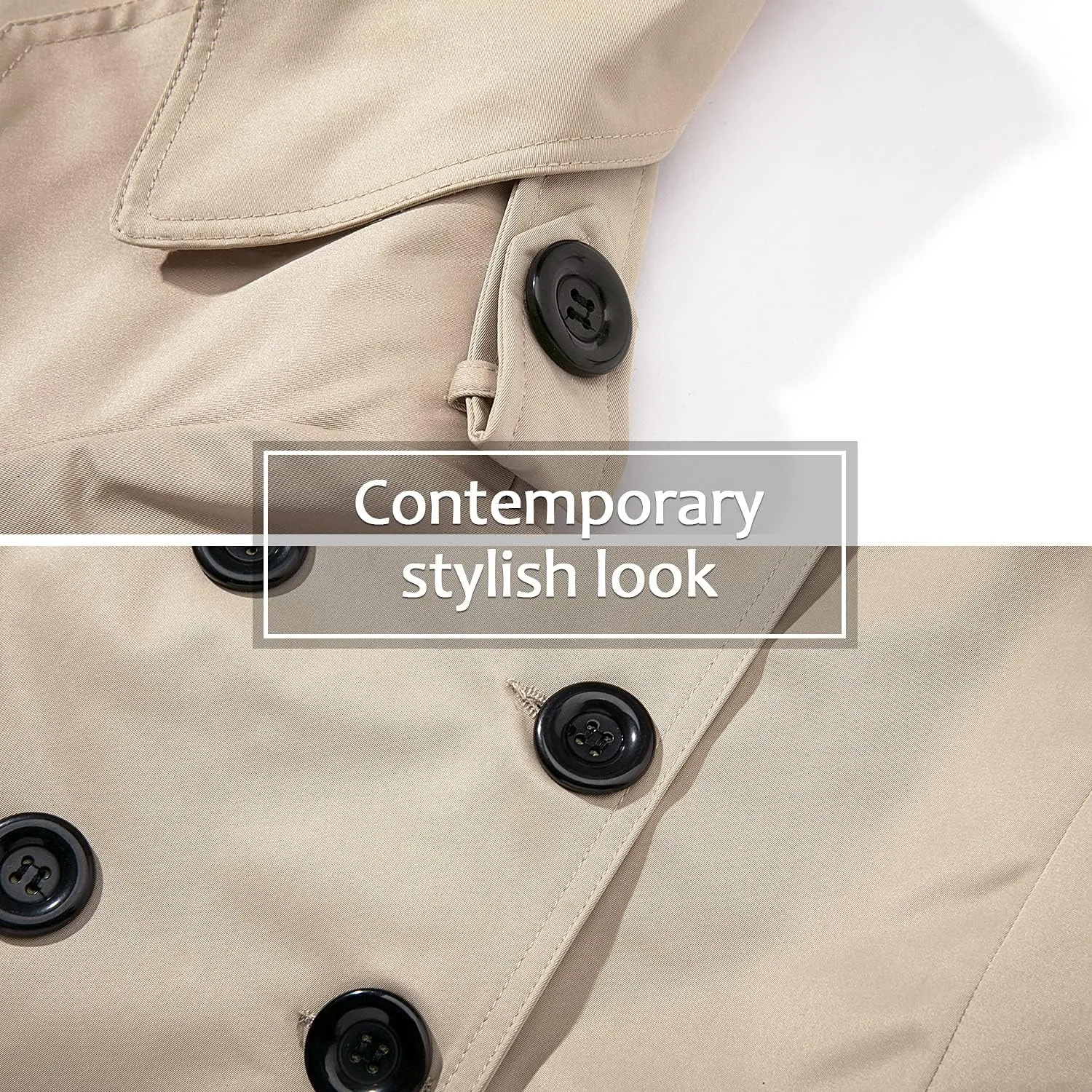 FARVALUE Women's Waterproof Trench Coat Winter Double Breasted Windbreaker Classic Belted Lapel Overcoat