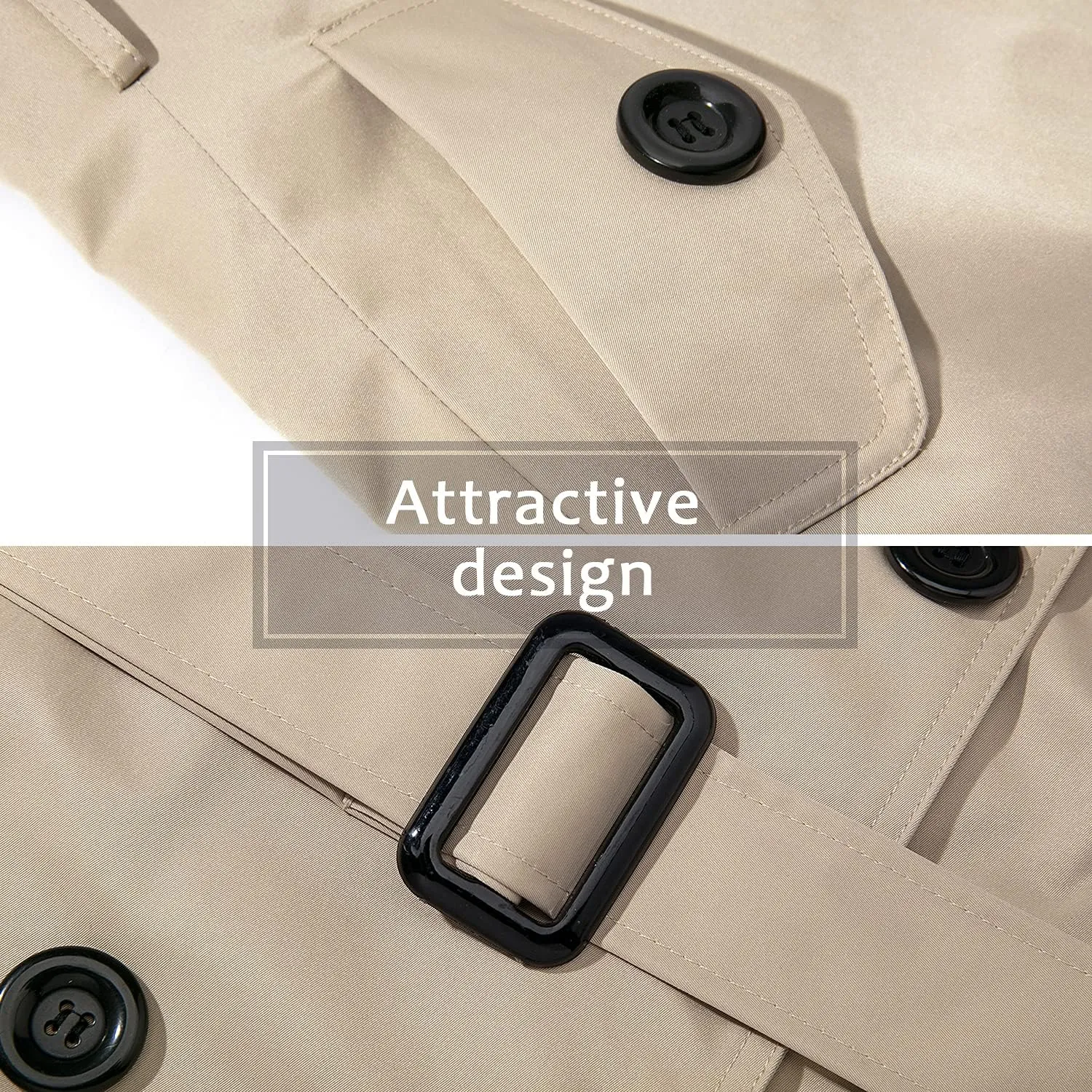 FARVALUE Women's Waterproof Trench Coat Winter Double Breasted Windbreaker Classic Belted Lapel Overcoat