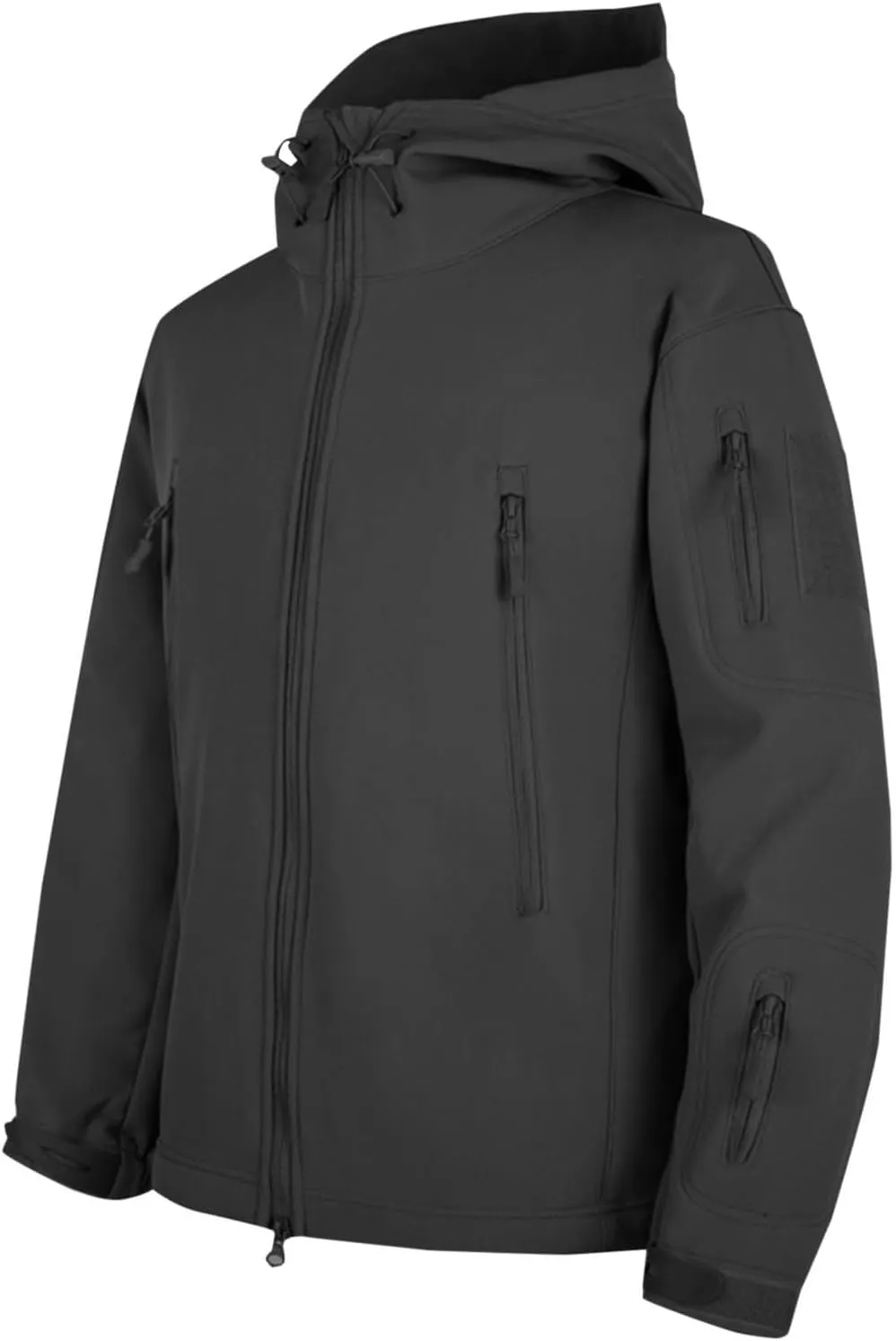 Finelylove Soft Shell Tactical Jacket Mens Fleece Lined Windbreaker Hooded Waterproof Rain Jacket for Hiking Fishing