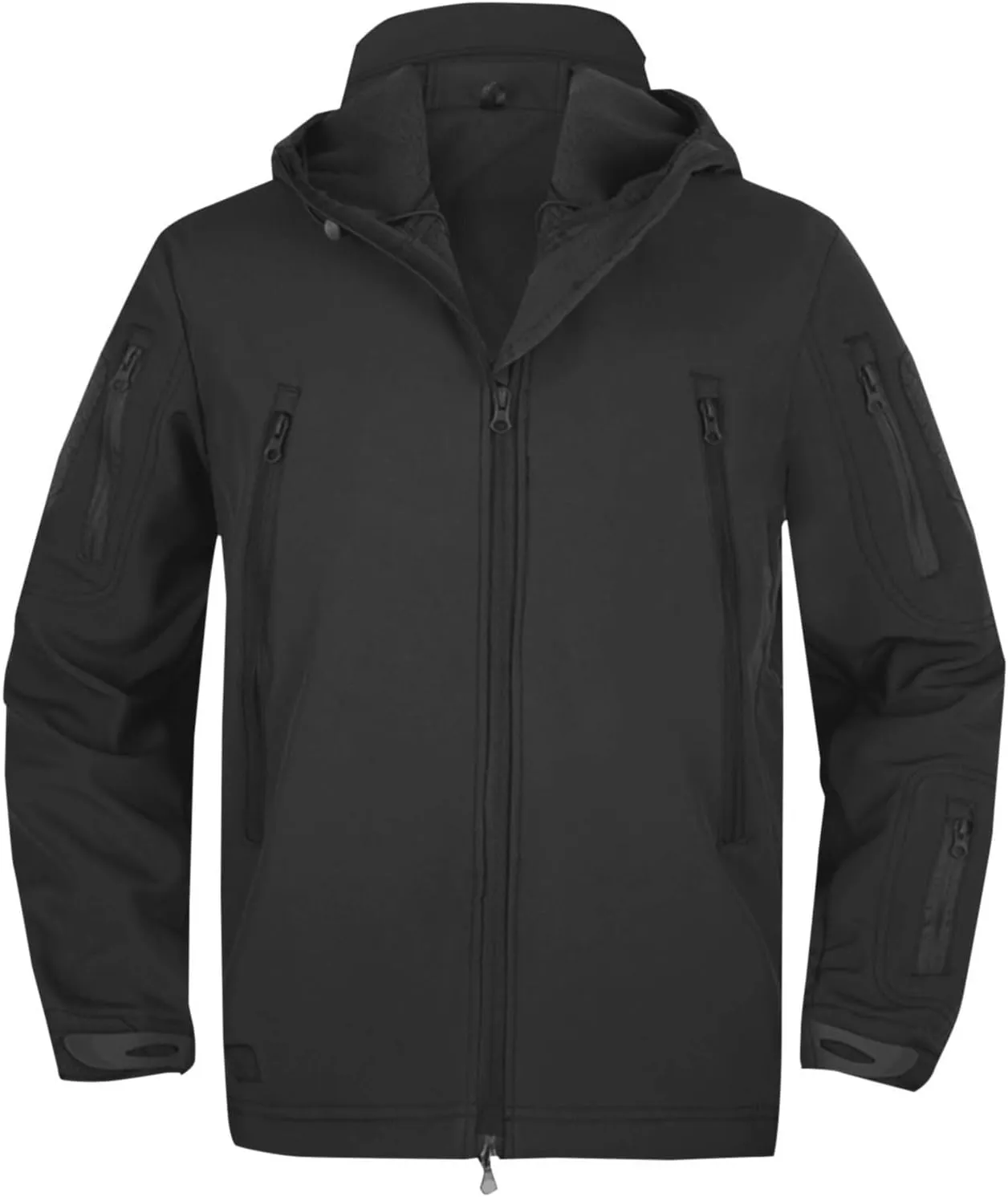 Finelylove Soft Shell Tactical Jacket Mens Fleece Lined Windbreaker Hooded Waterproof Rain Jacket for Hiking Fishing