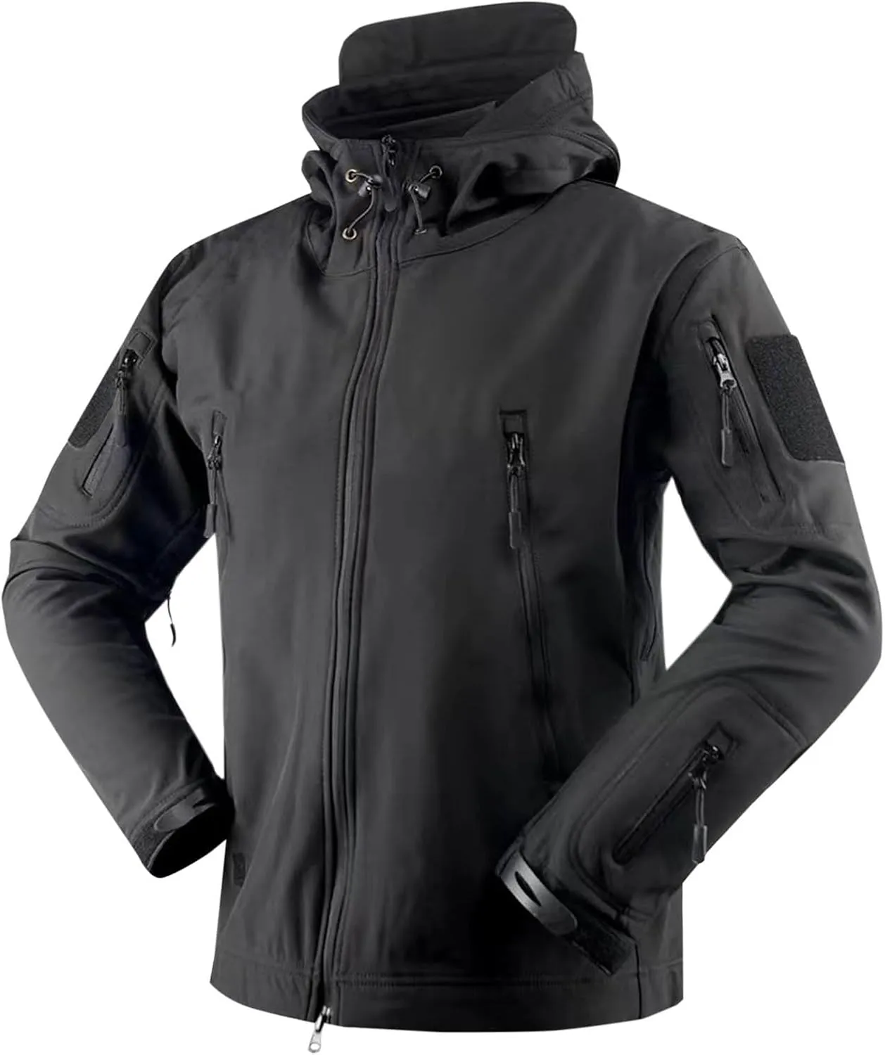 Finelylove Soft Shell Tactical Jacket Mens Fleece Lined Windbreaker Hooded Waterproof Rain Jacket for Hiking Fishing