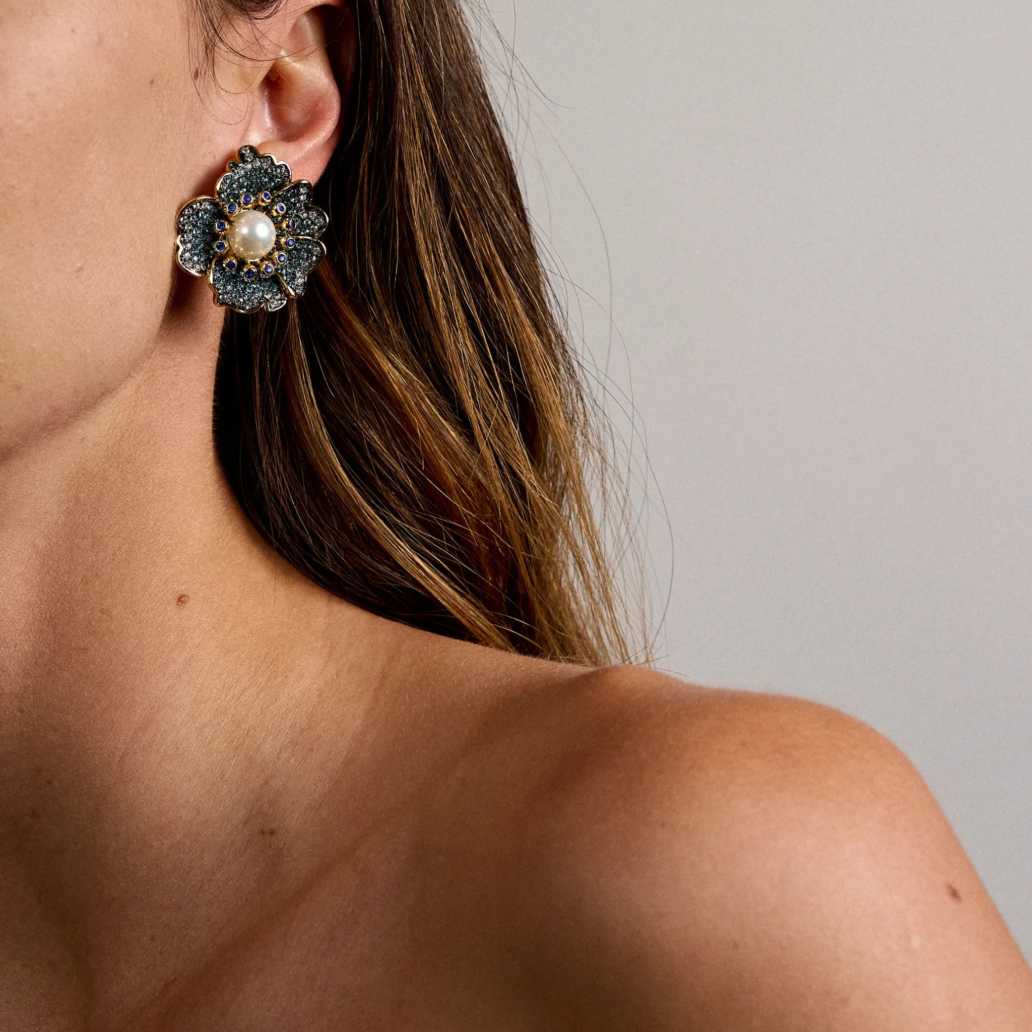 Floret Petal Earrings in Blue