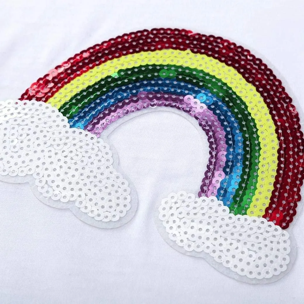 Girls Kids Rainbow T-Shirt and Colorful Ballet Tutu Skirt & Hair Bows with Beaded Bracelet Set