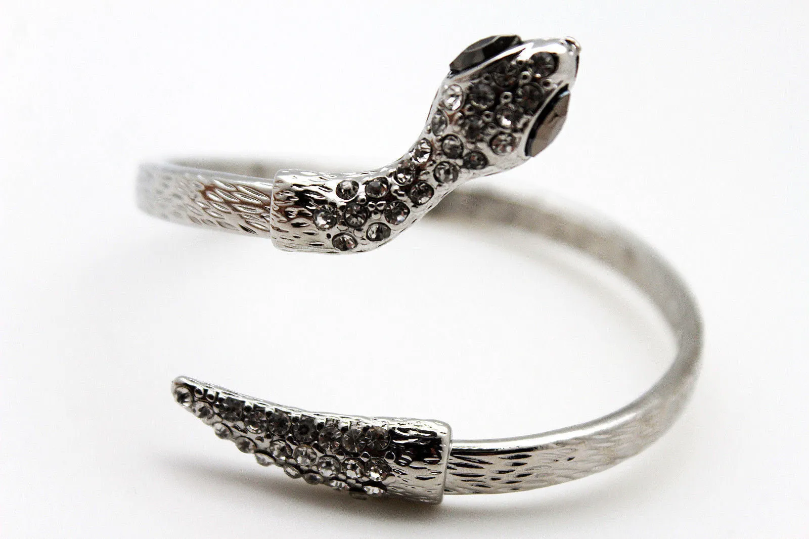 Gold Silver Metal Narrow Cuff Bracelet Wrap Around Snake Bangle