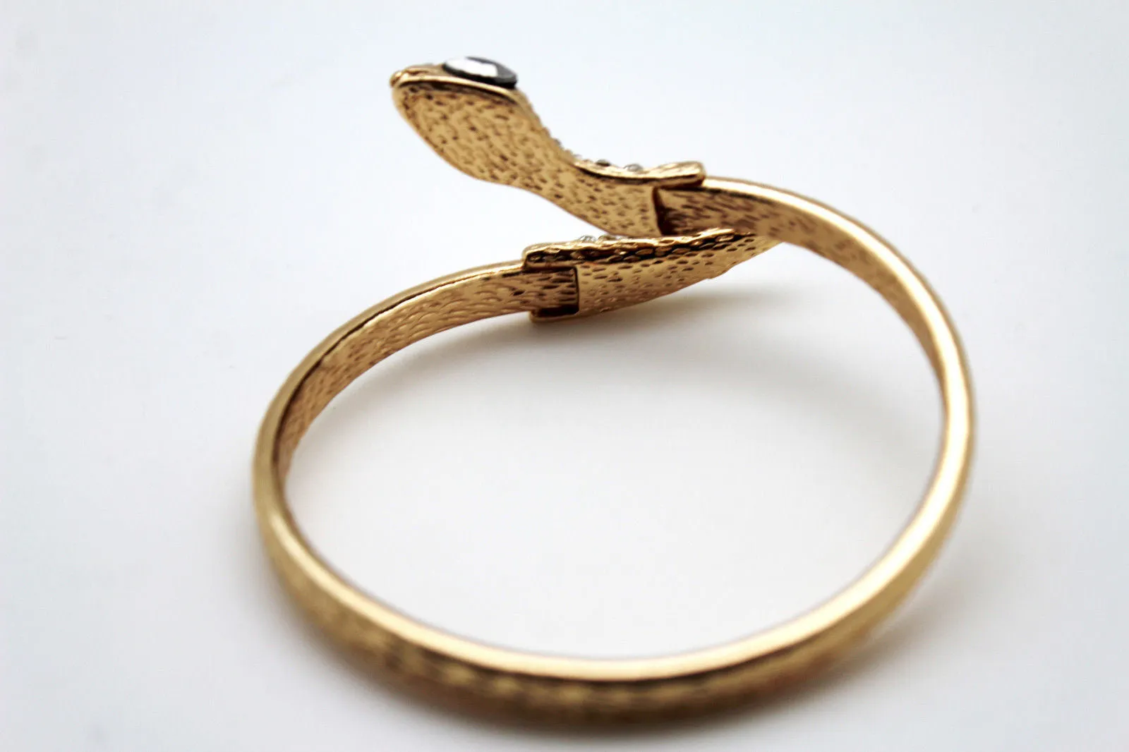 Gold Silver Metal Narrow Cuff Bracelet Wrap Around Snake Bangle