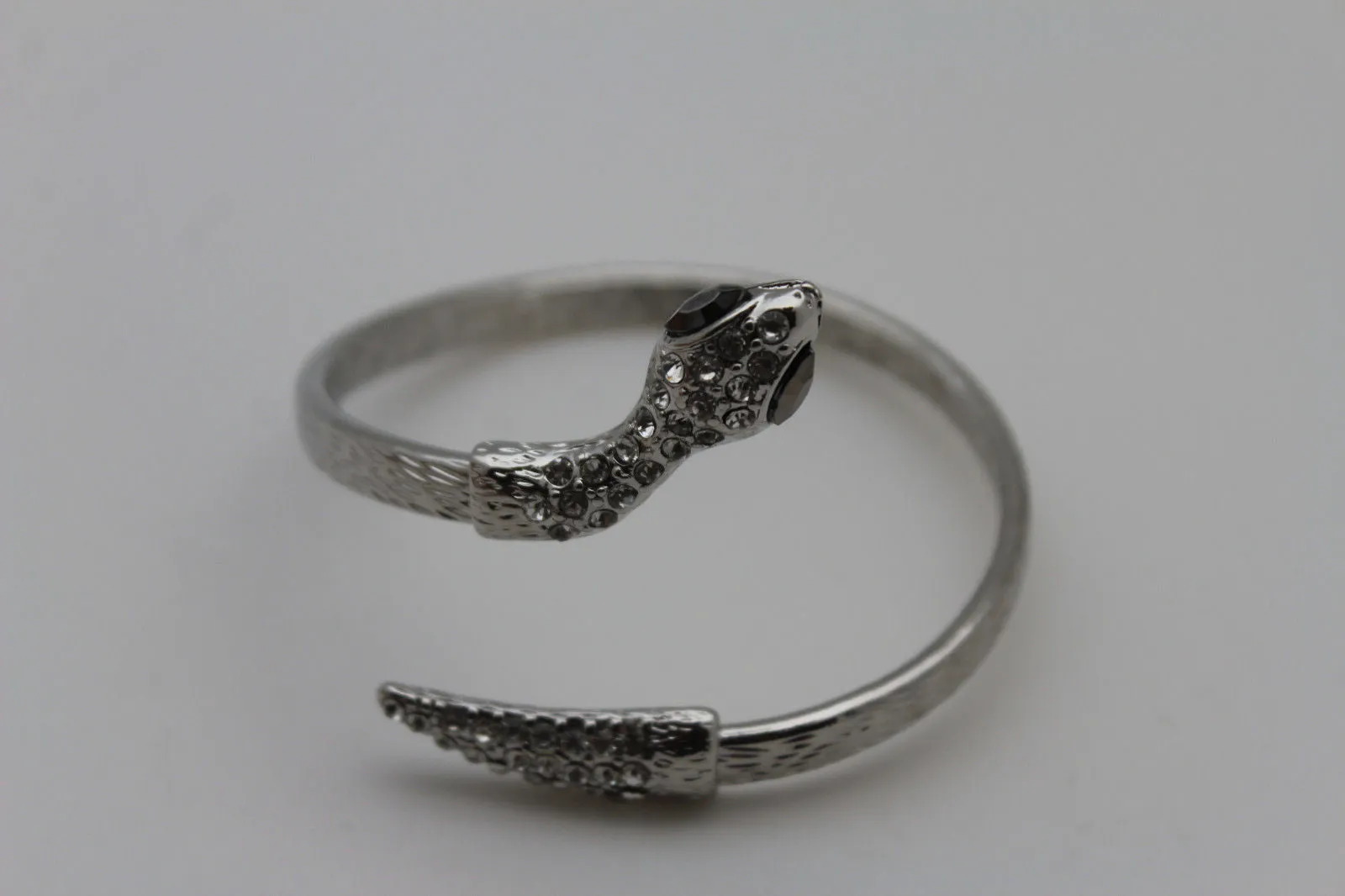 Gold Silver Metal Narrow Cuff Bracelet Wrap Around Snake Bangle