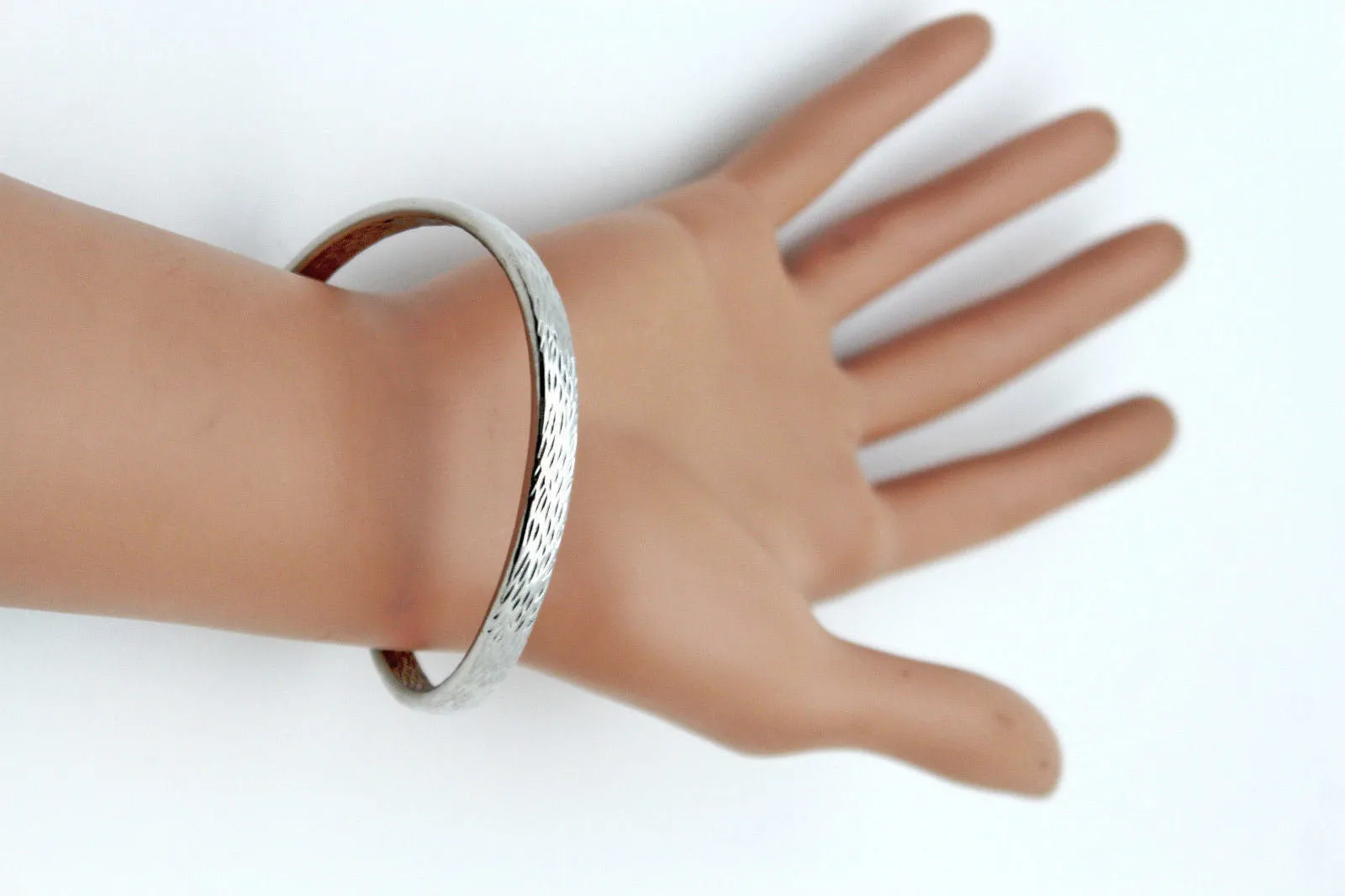 Gold Silver Metal Narrow Cuff Bracelet Wrap Around Snake Bangle