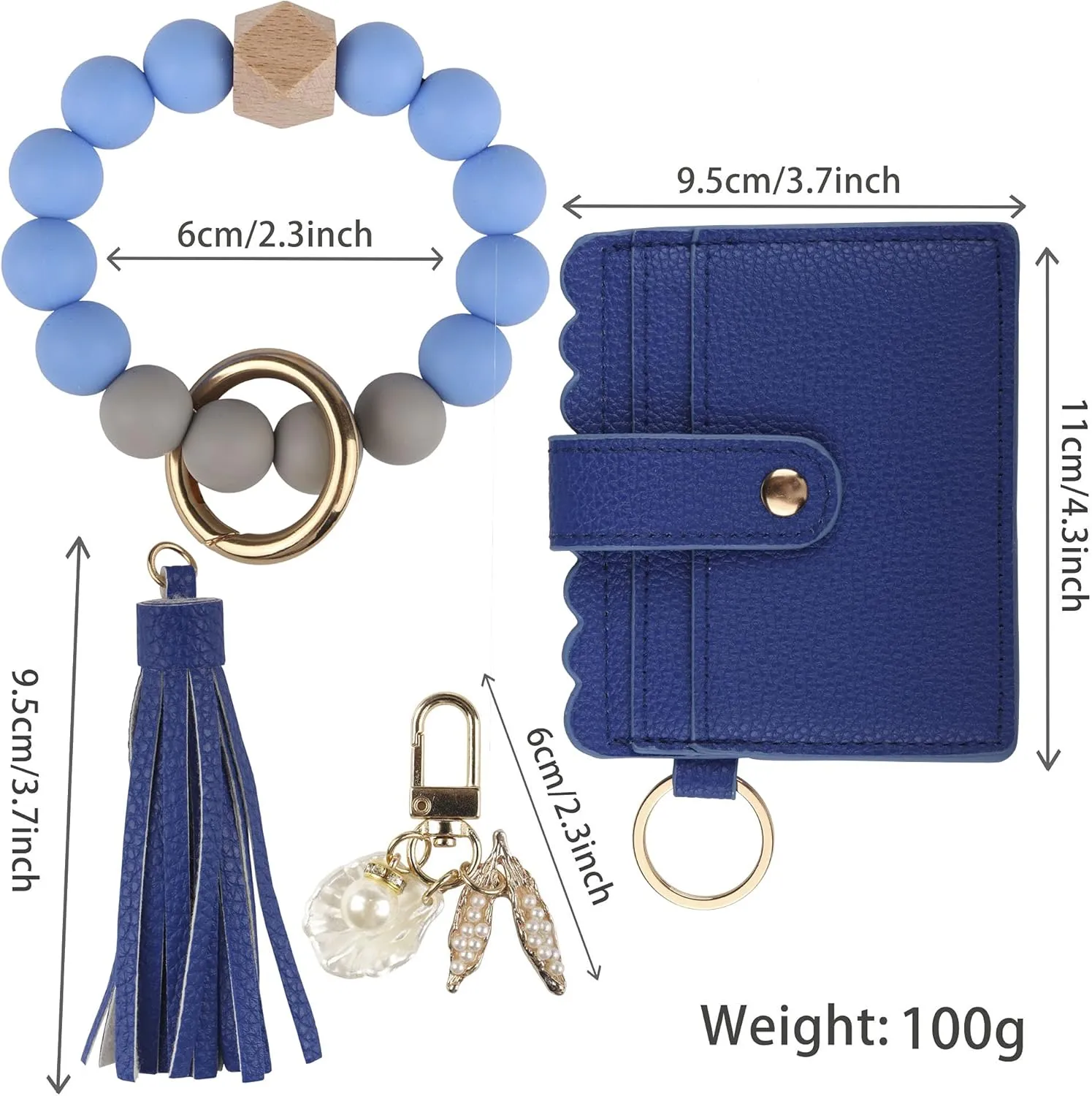 Guran Wristlet Wallet Bracelet Keychain,Card Holder Purse Tassel Keychain Bangle Key Ring for Women