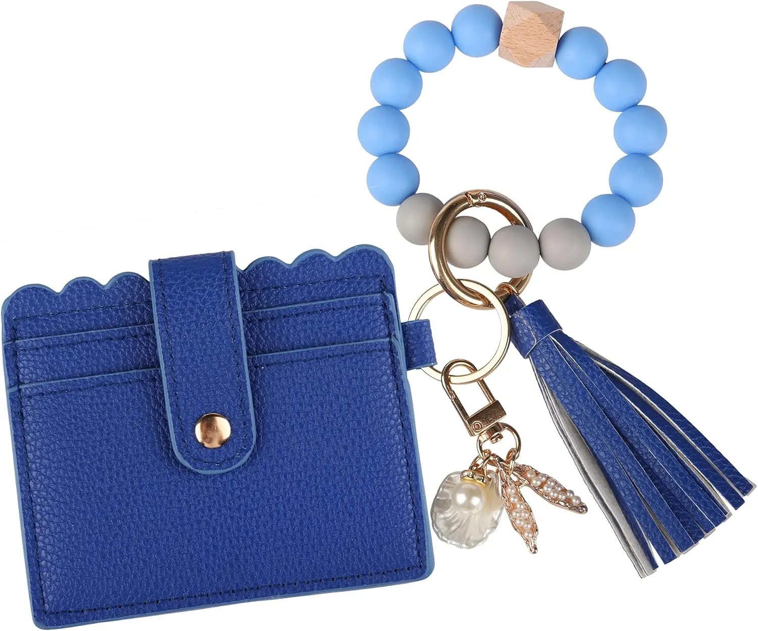 Guran Wristlet Wallet Bracelet Keychain,Card Holder Purse Tassel Keychain Bangle Key Ring for Women