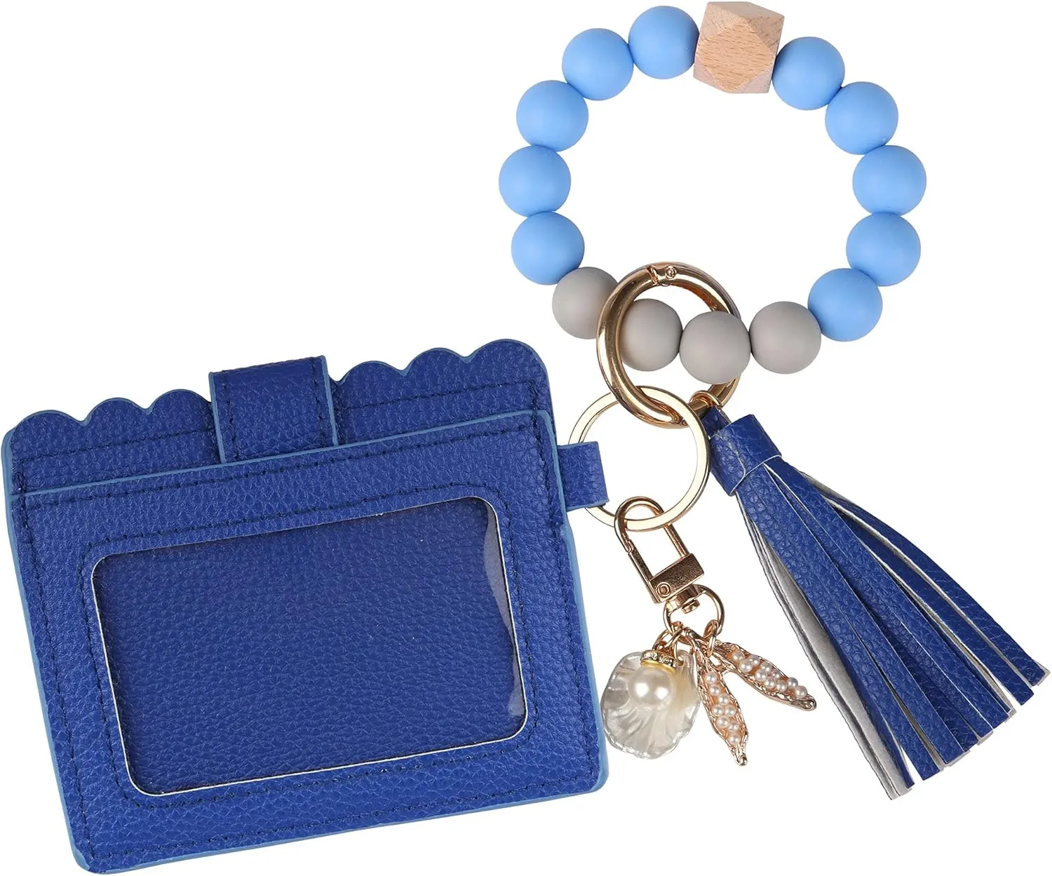 Guran Wristlet Wallet Bracelet Keychain,Card Holder Purse Tassel Keychain Bangle Key Ring for Women