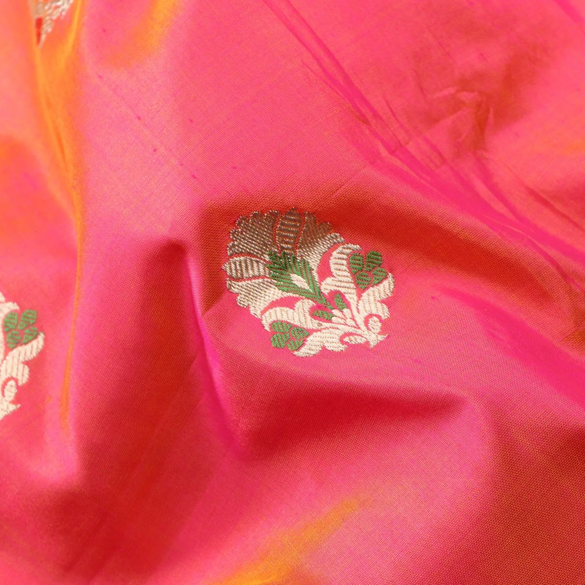 Handwoven Bright Pink Banarasi Silk Sari - WIIBT0051