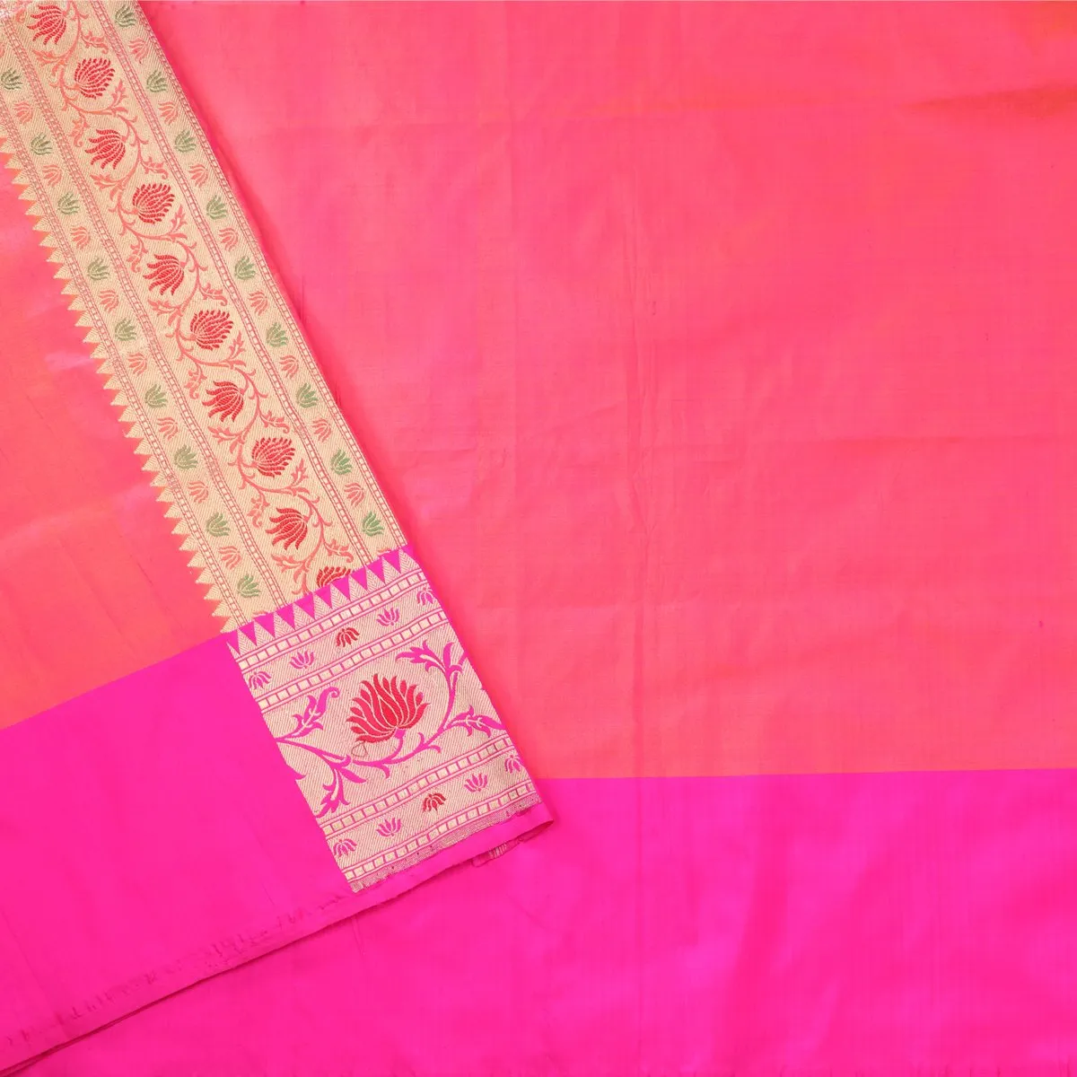 Handwoven Bright Pink Banarasi Silk Sari - WIIBT0051