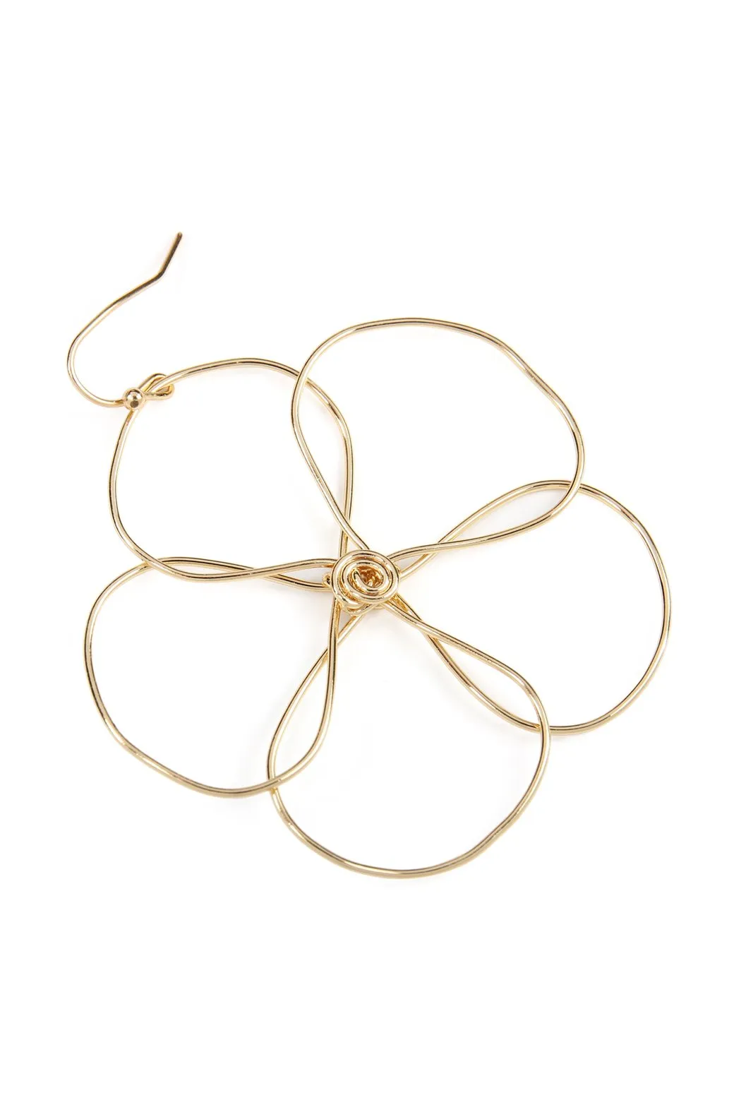 Hde2456 - Wire Flower Hook Earrings