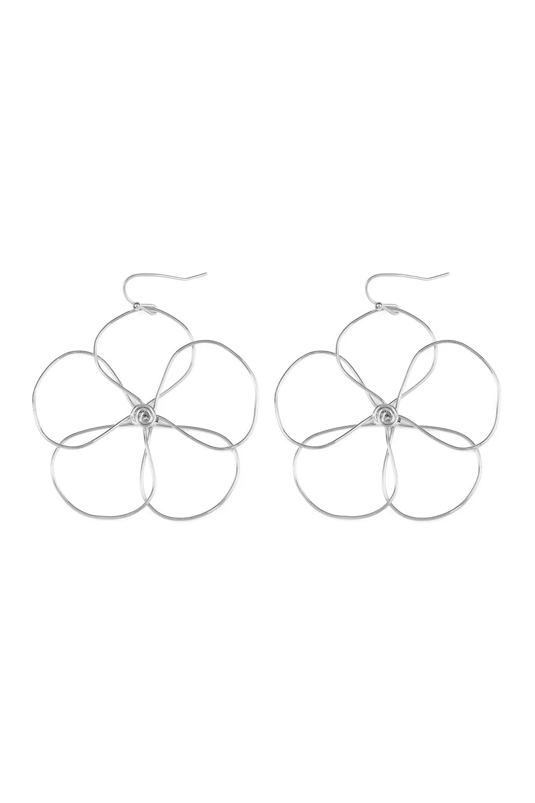 Hde2456 - Wire Flower Hook Earrings