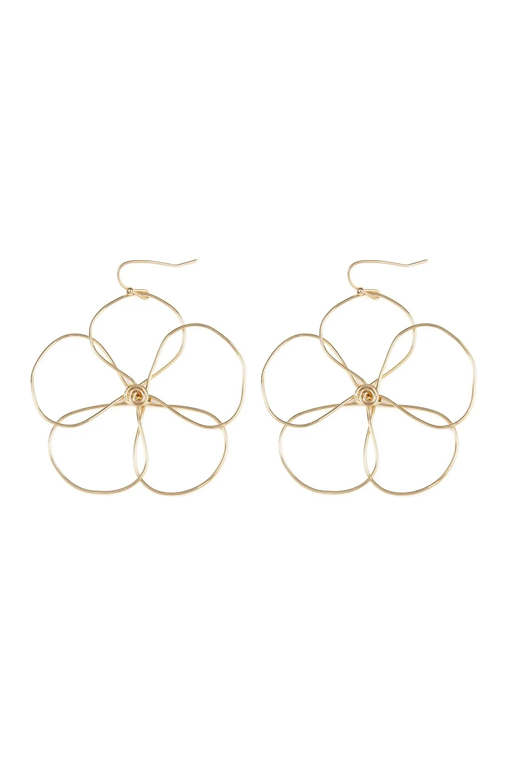 Hde2456 - Wire Flower Hook Earrings