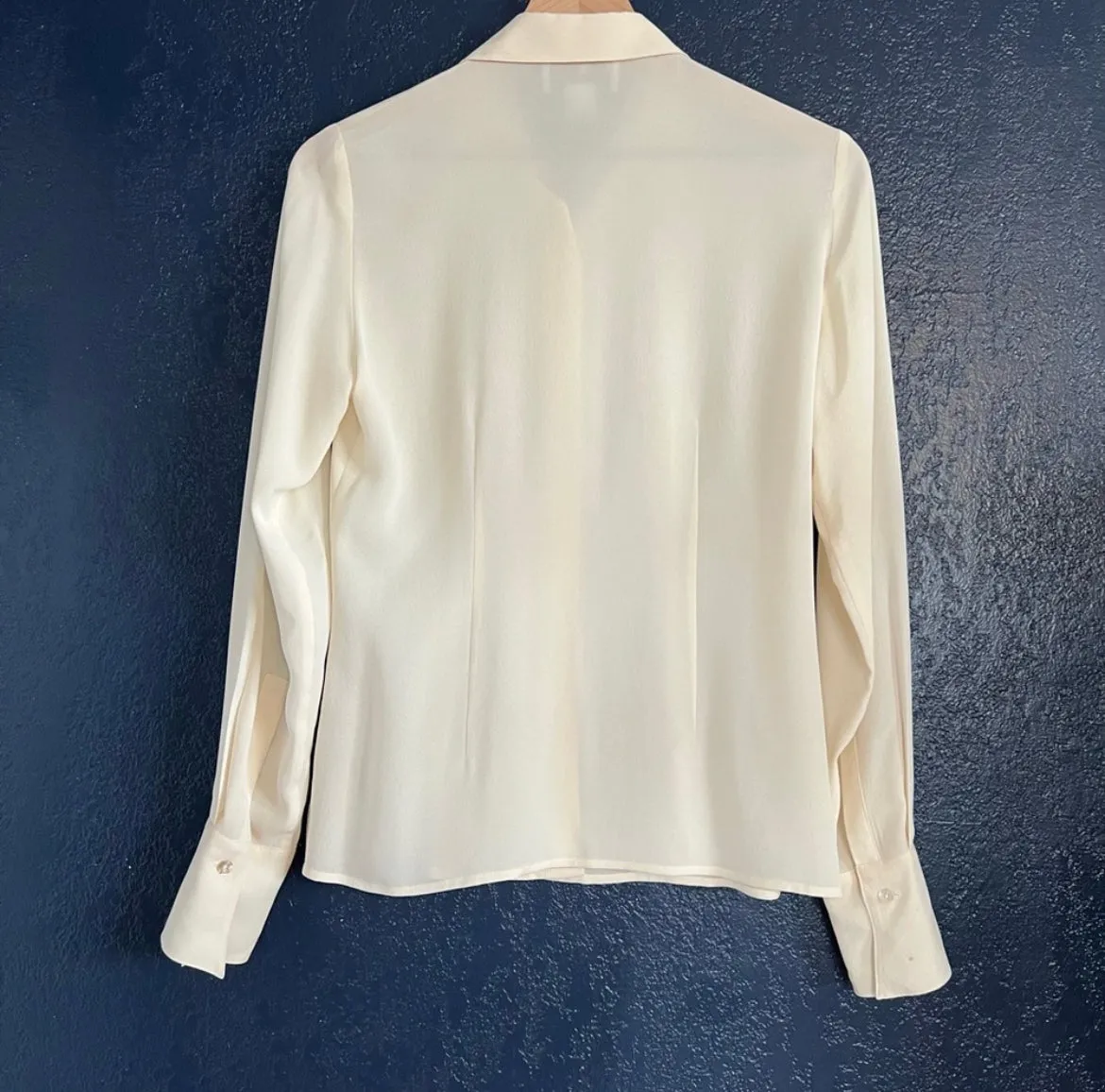 INC International Concepts Vintage Silk Long Sleeve Cream Button Down