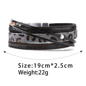 Leopard Print Trendy Alloy Magnetic Horsehair Bracelet