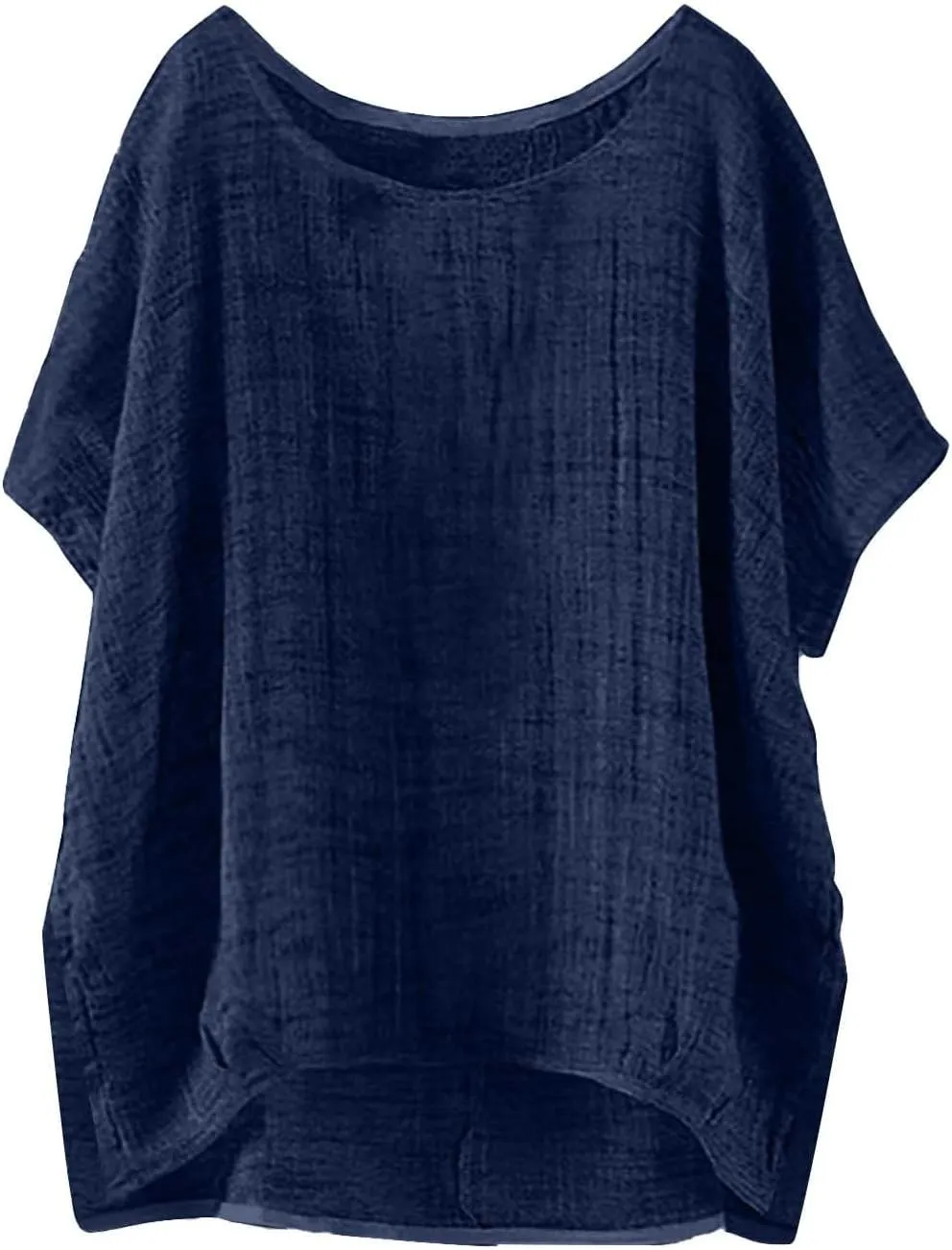 Linen Shirts for Women 2025 Summer Trendy Oversize Crewneck Short Sleeve Cute Tops Casual Loose Fit Comfy Blouses
