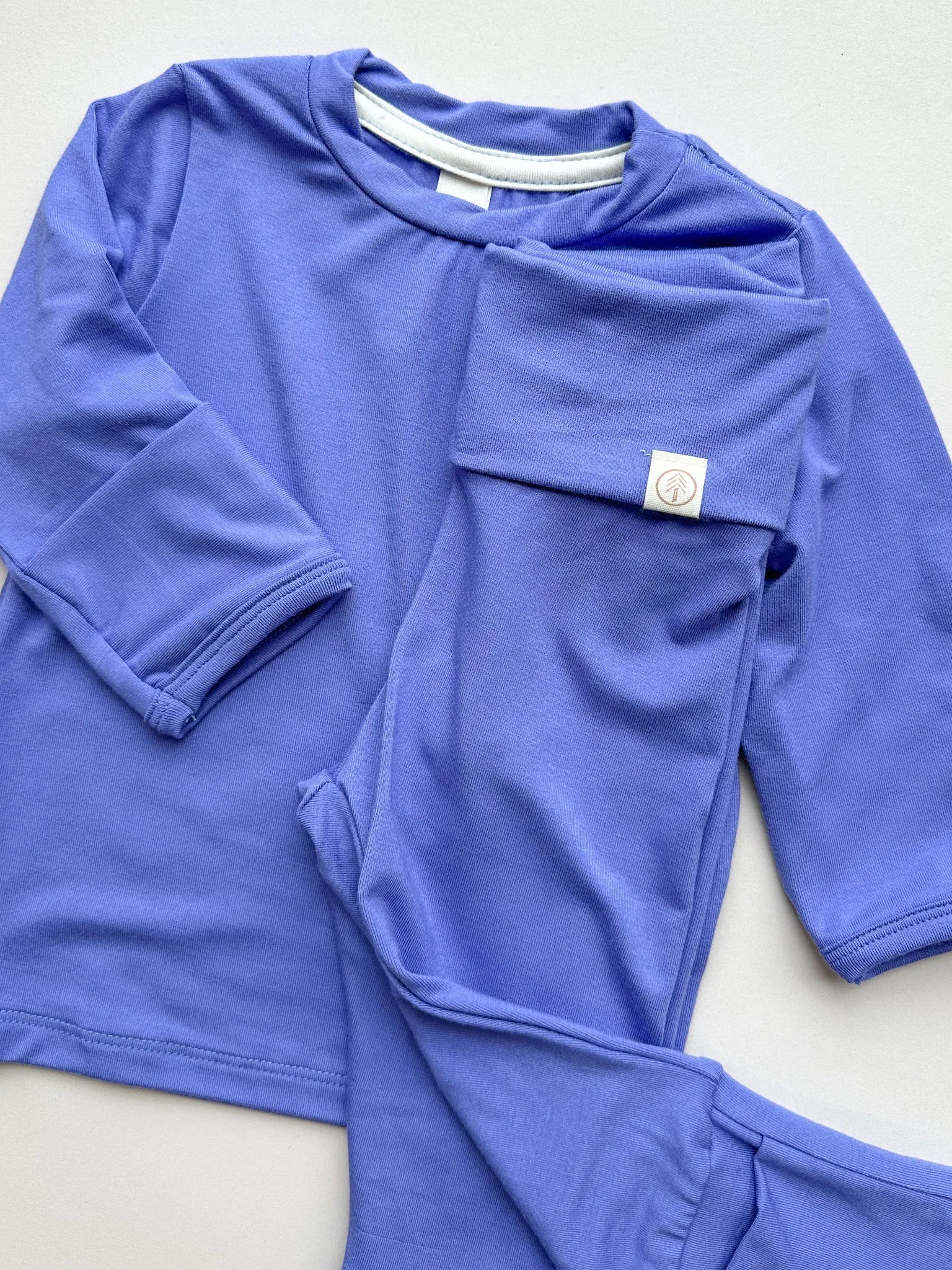Long Sleeve T-shirt with Mittens | Baby & Toddler | Luxury Bamboo | Dark Periwinkle