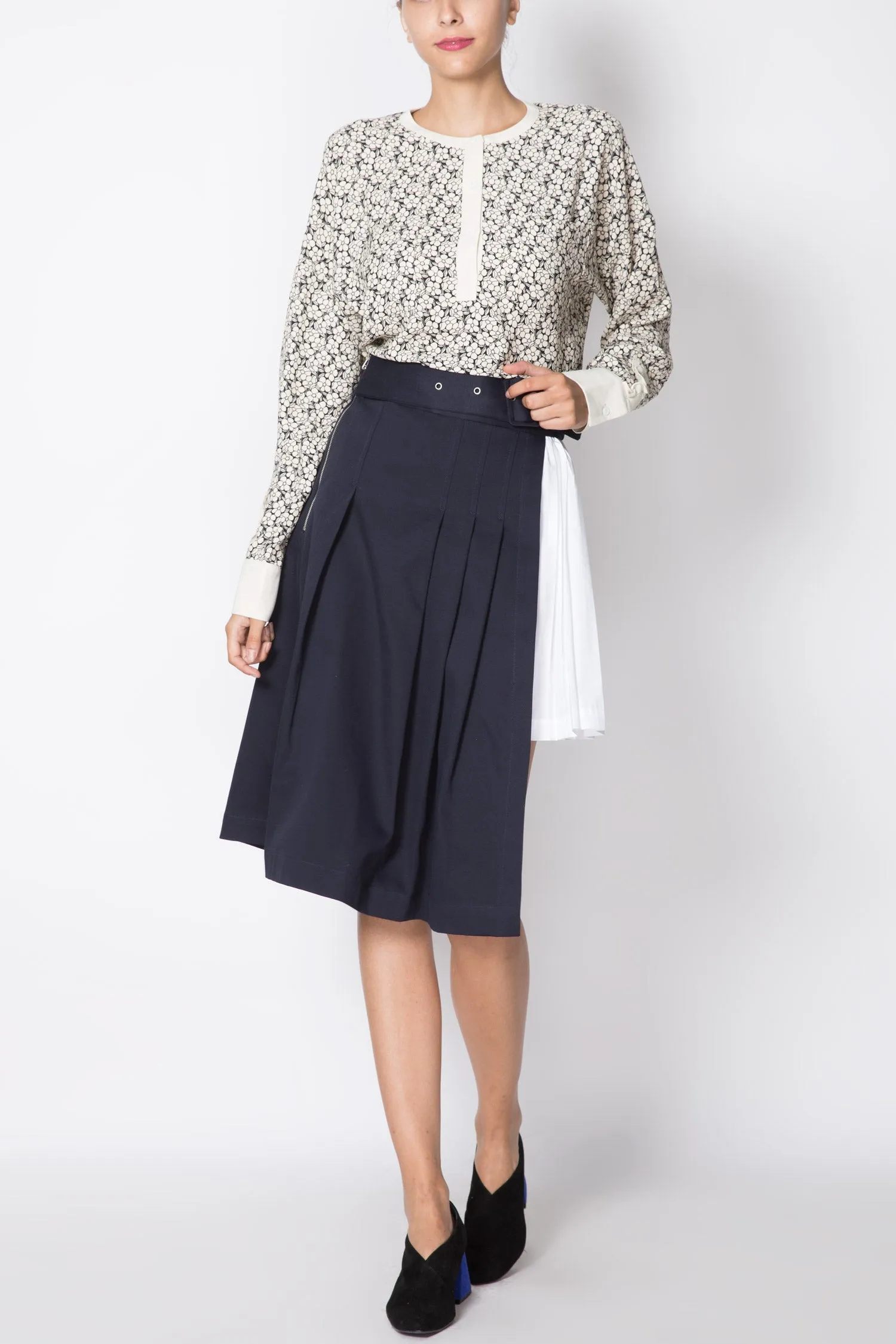 Long Sleeved Contrast Blouse