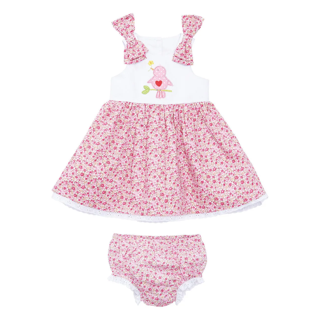 Love Bird Floral Print 100% Cotton Dress 6M 12M