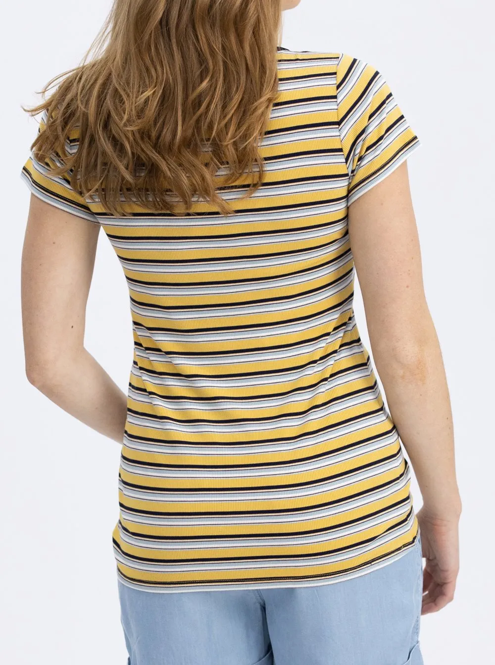 Maternity and Nursing Retro Stretchy Tee - Yellow Stripes