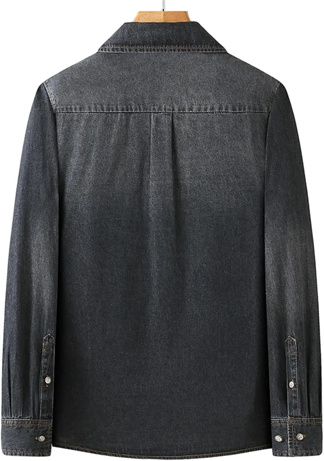 Men's casual button-down denim jacket unlined long sleeve jacket