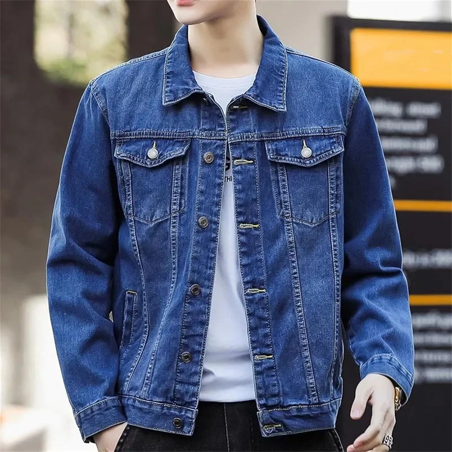 Men's Loose Casual Denim Jacket Men Spring Denim Coats For Men Classic Vintage Jean Jacket