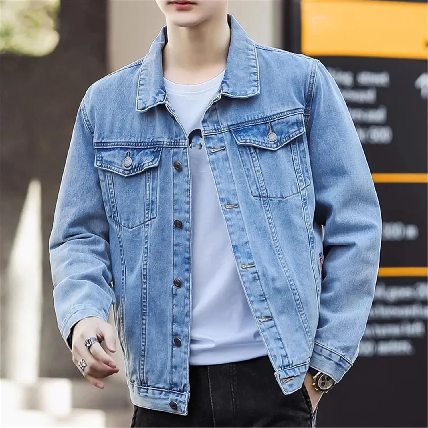 Men's Loose Casual Denim Jacket Men Spring Denim Coats For Men Classic Vintage Jean Jacket