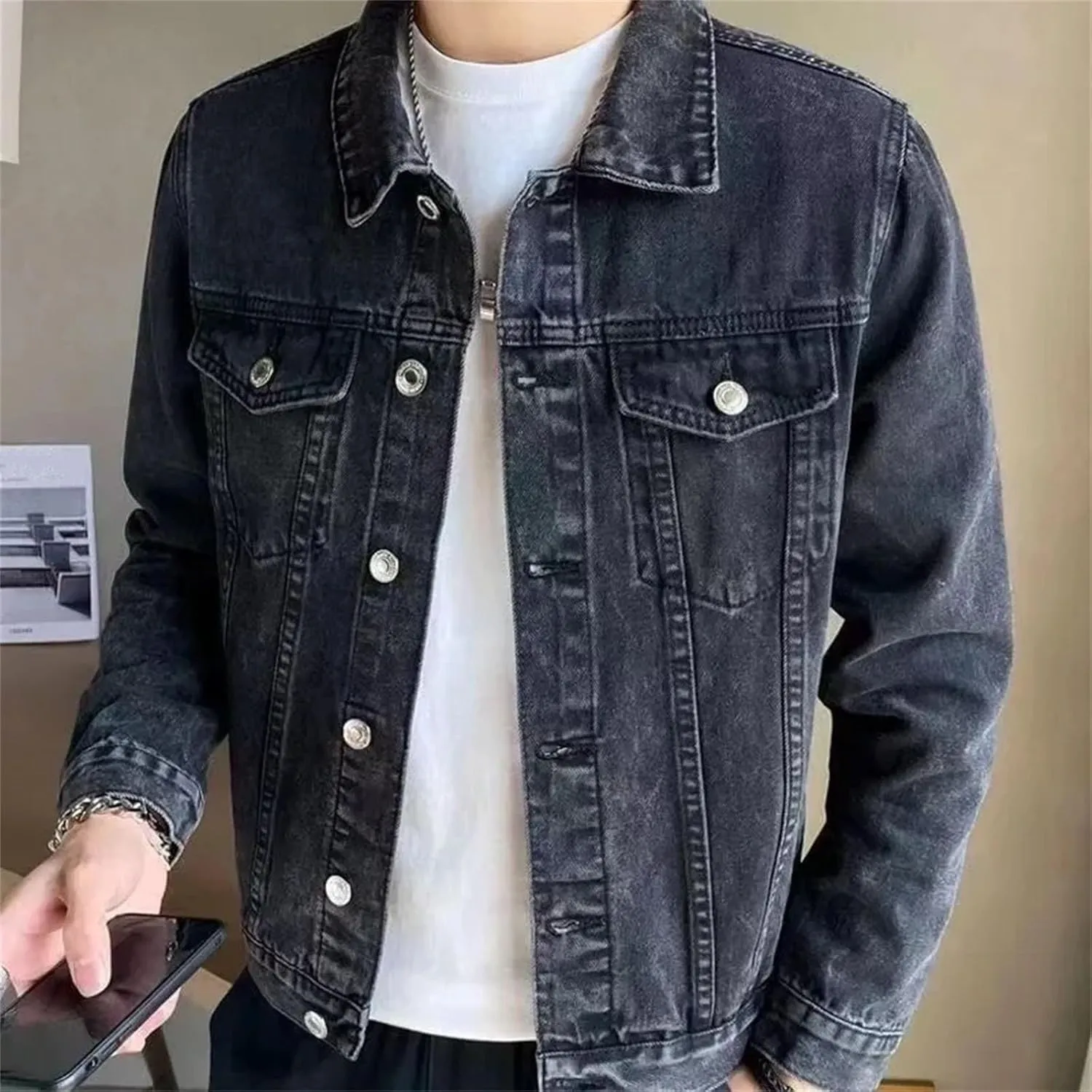 Men's Loose Casual Denim Jacket Men Spring Denim Coats For Men Classic Vintage Jean Jacket